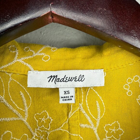 PRICE FIRM Madewell Yellow Embroidered Linen Boxy Button Down Shirt | Size XS/S - Picture 7 of 10